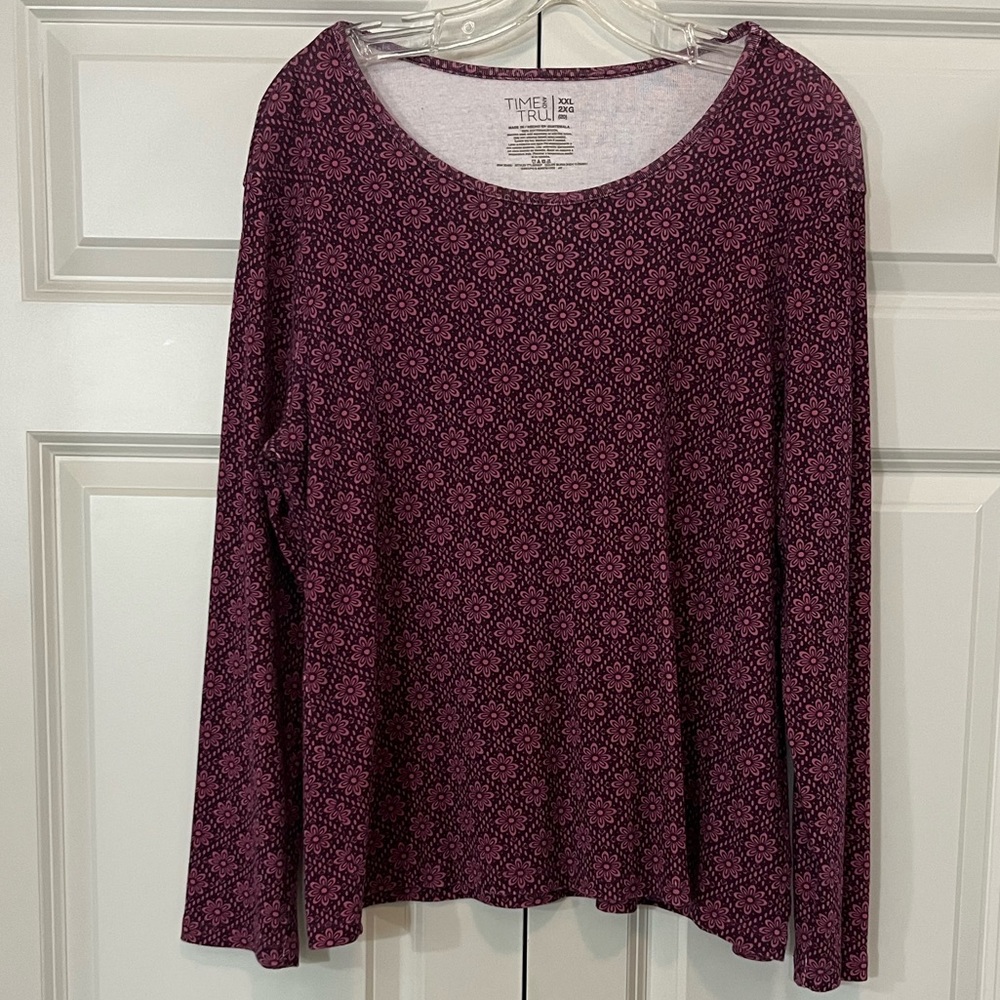 Time and Tru Scoop Neck Ling Sleeve Blouse, Size XXL